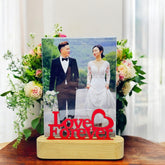 Acrylic Customized Photo Frame with Pinewood Stand for Gifting